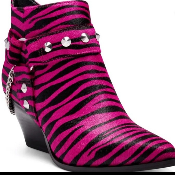 Jessica Simpson Shoes - Zayrie Jessica Simpson Pink Black Zebra Moto Stud Bootie Womens 7 Ankle Boots